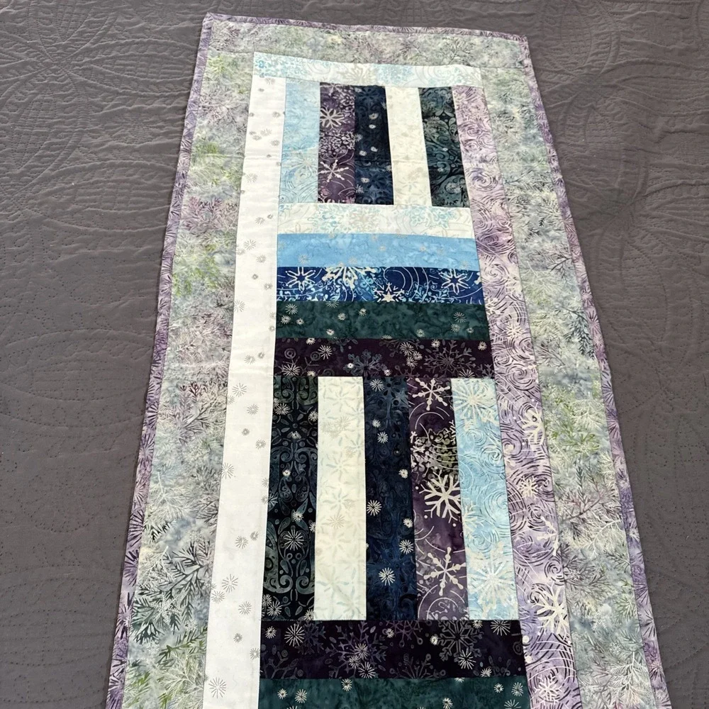 Hand Made Quilted Table Runner Topper Mat ~Multi color Batiks ~20.5x 50